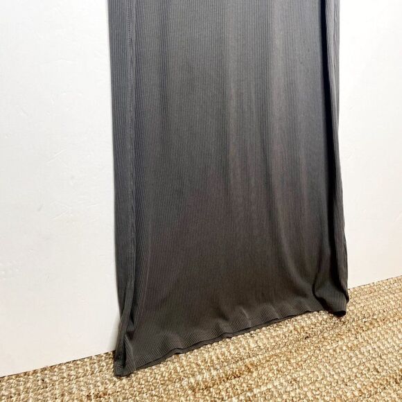 Richer Poorer Ribbed Column Maxi Dress Dark Gray Size XS High Neck Sleeveless - Picture 4 of 7